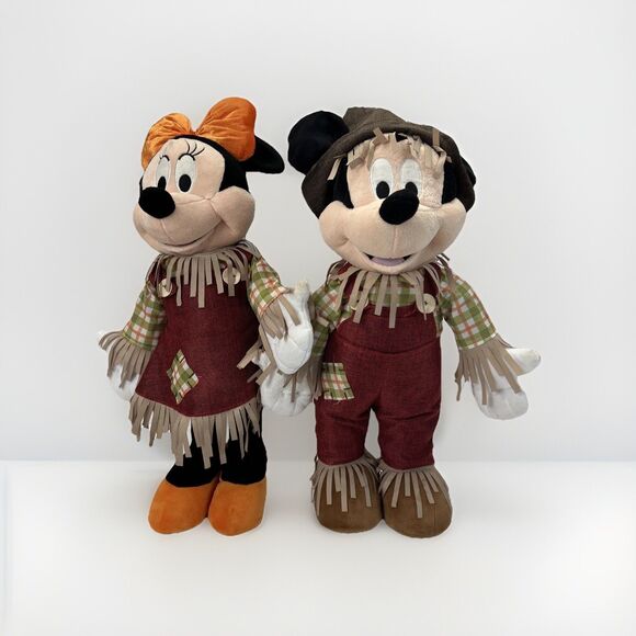 Mickey And Minnie Mouse 22" Tall Door Greeters Fall Harvest Holiday Scarecrow - Picture 1 of 16